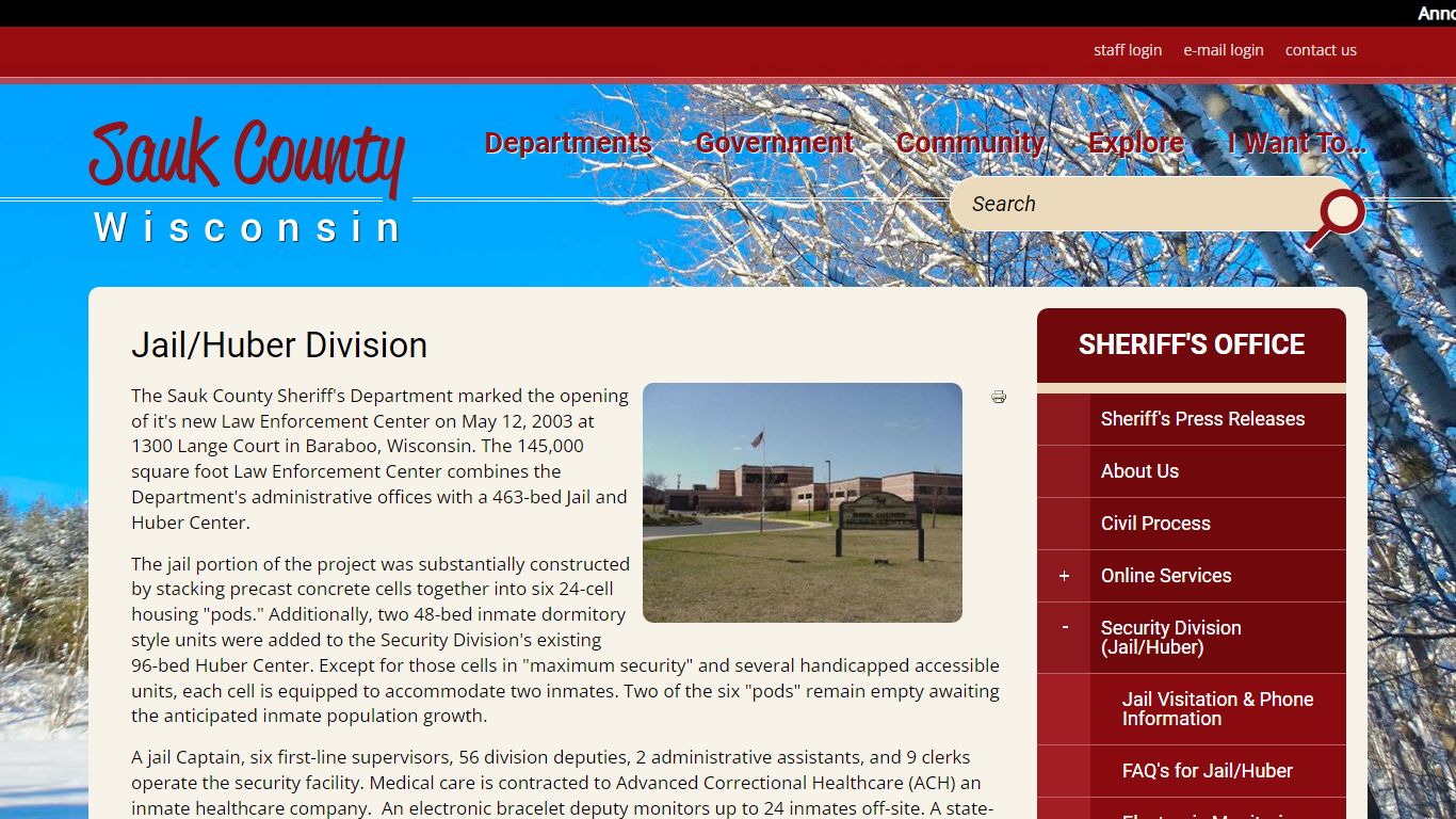 Jail/Huber Division | Sauk County Wisconsin Official Website