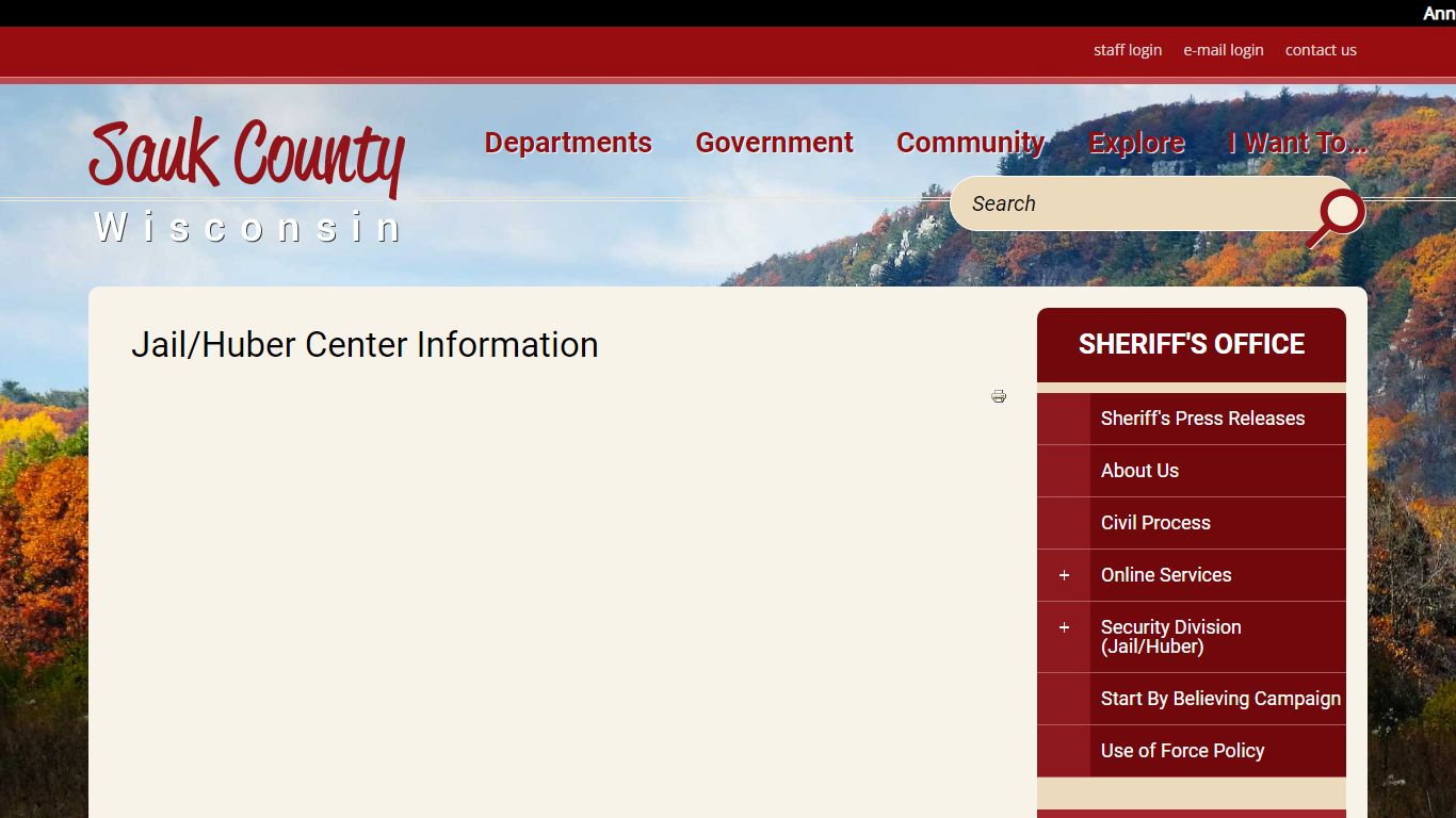 Jail/Huber Center Information - Sauk County, Wisconsin