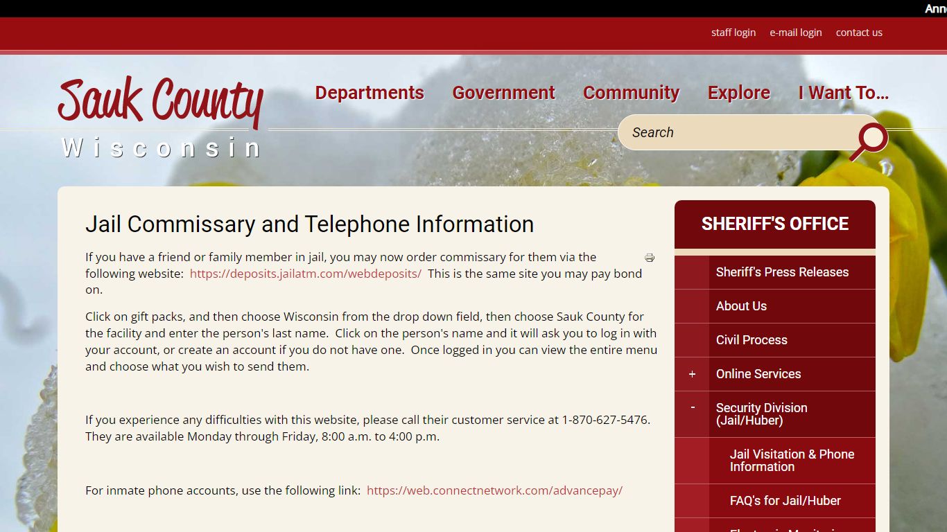 Jail Commissary and Telephone Information | Sauk County Wisconsin ...