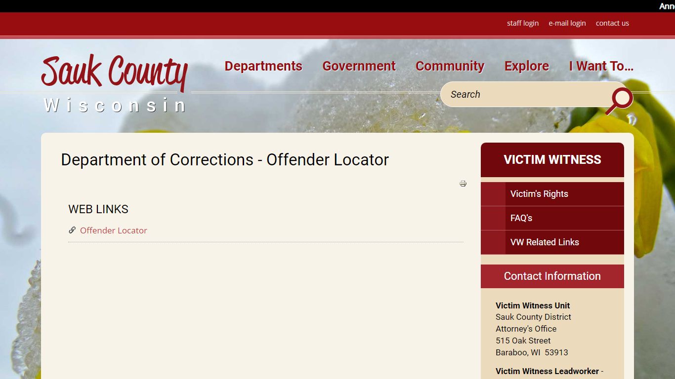 Department of Corrections - Offender Locator | Sauk County Wisconsin ...