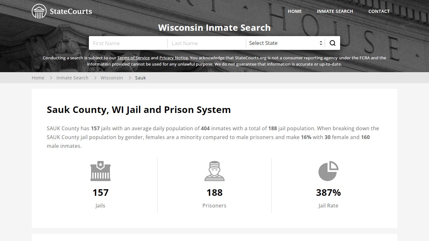 Sauk County, WI Inmate Search - StateCourts